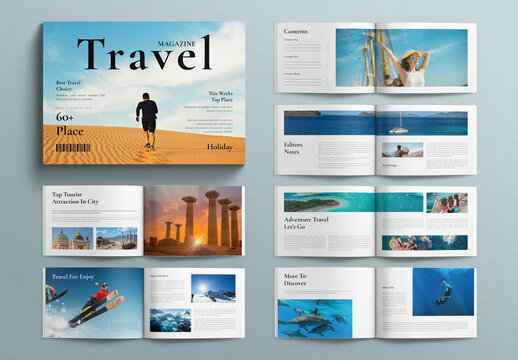 Travel Magazine Template Design Layout Landscape