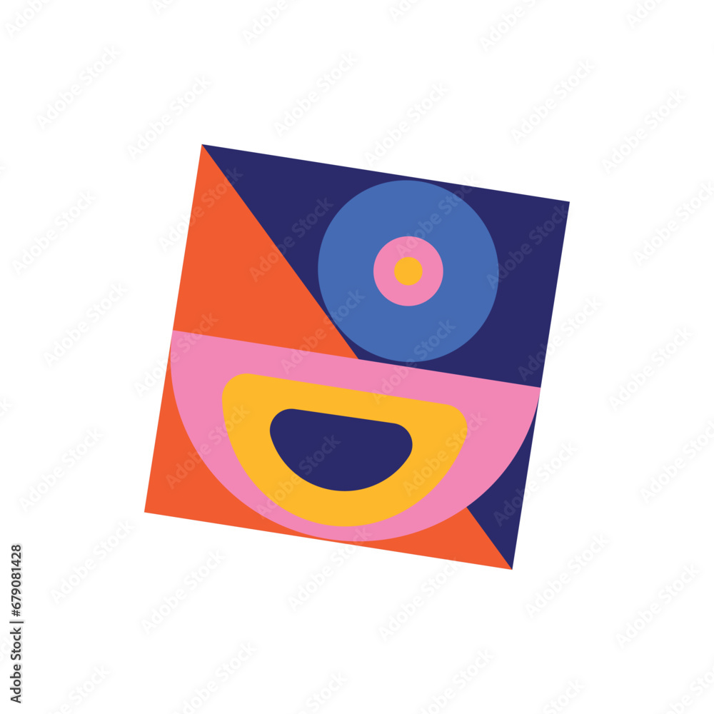 Aufkleber square in the flat cartoon design. this illustration focuses on an element of the set - a square wit