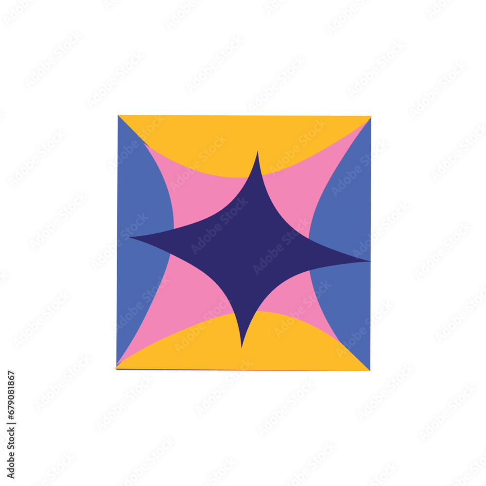 Aufkleber square in the flat cartoon design. showcasing of abstraction through this illustration - an element 