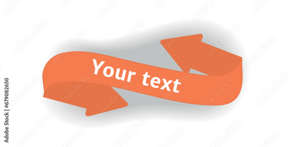 Aufkleber arrow in the cartoon style. this lively element of set an orange arrow with a shadow and designated 