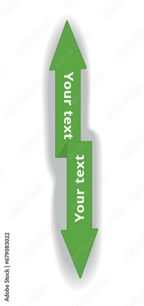 Poster arrow in the cartoon style. this vibrant green arrow, part of an element of set, complete with a sha