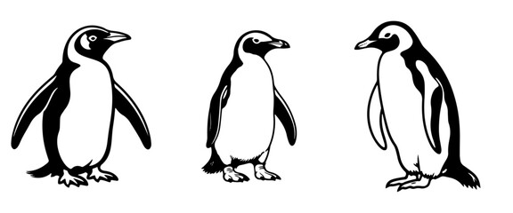 set of pinguine silhouettes 