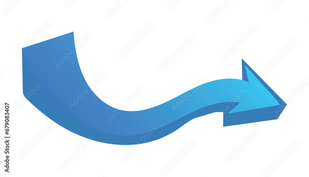 Poster blue arrow in cartoon style. demonstration of the depth and dimension with this 3d-style element of 