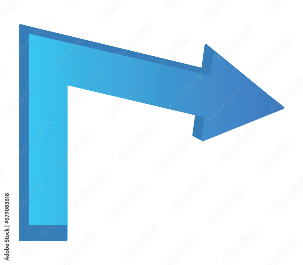 Poster blue arrow in cartoon style. engaging and immersive designs with this 3d-style element of set highli