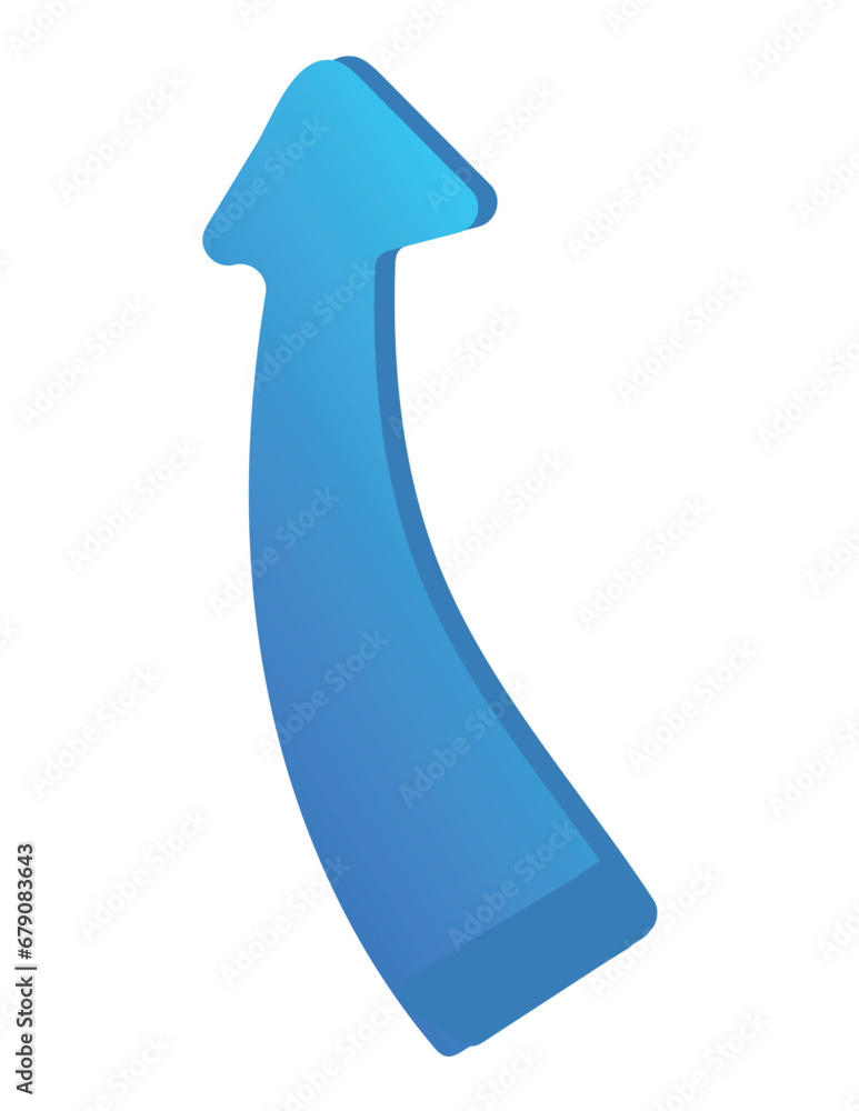 Poster blue arrow in cartoon style. focal point with this 3d-style element of set, presenting a bold blue a