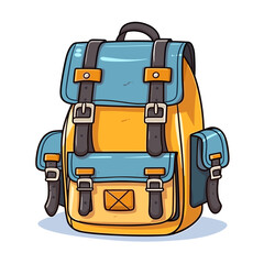 Hiking backpack hand-drawn comic illustration. Hiking backpack. Vector doodle style cartoon illustration