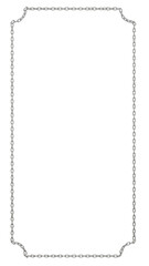 A vertical 9:16 rectangular frame design made from a single line of metal chains, available in PNG format with a transparent                                                                            