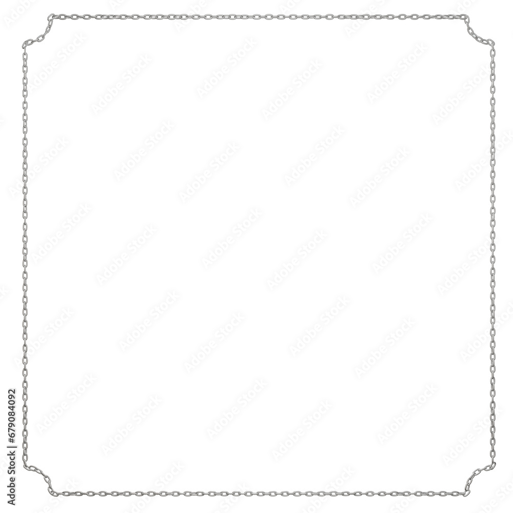 Poster crafted from a single line of metal chain, this square frame design is available in png format with 