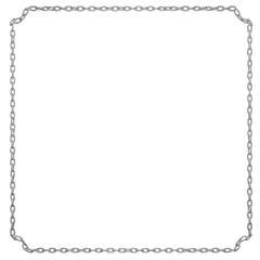 Obraz premium A square frame design intricately formed by a single line of metal chain, available in PNG format with a transparent background.