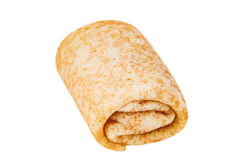 Fried pancake stuffed one isolated on white background with clipping path.