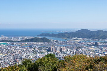 Cityscape of tokushima city for yamashiro town , View from Mt. bizan ( tokushima city, tokushima, shikoku, japan )