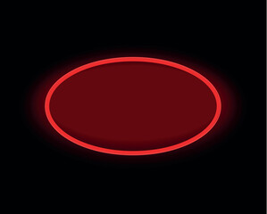 Red neon element in cartoon style. This exciting set symbol is an attractive red neon elliptical message cloud on a black background. Vector illustration.