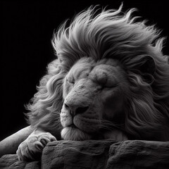 Portrait of a lion. Male lion