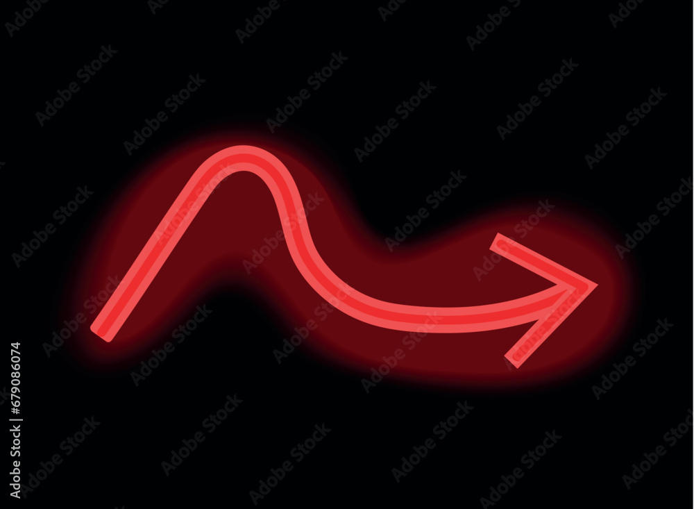 Poster red neon element in cartoon style. direction to your artwork using this striking red neon element of