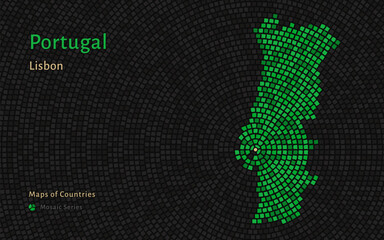 Fototapeta premium Portugal Map with a capital of Lisbon Shown in a Mosaic Pattern