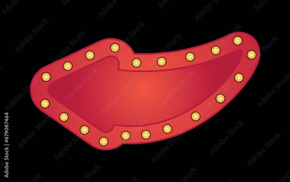 Poster arrow with light in retro style. a burst of nostalgia awaits with this red, retro-style arrow symbol