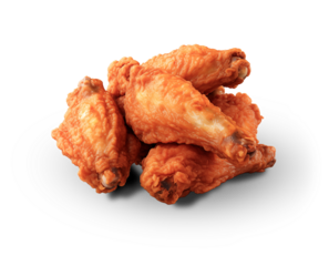 Fried chicken wings isolated on transparent background. Generative AI