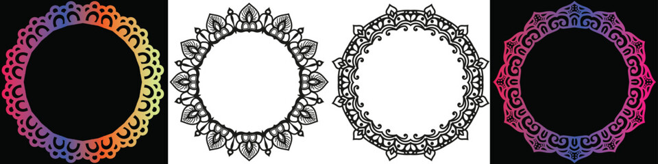 coloring and line art frame design set.