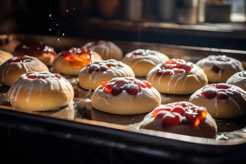 Baking Fruit filled kolache, christmas season