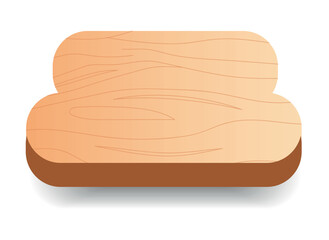 Plaque in cartoon style. This playful element in artwork with this cute-shaped wooden plaque, is a valuable member of design set. Vector illustration.