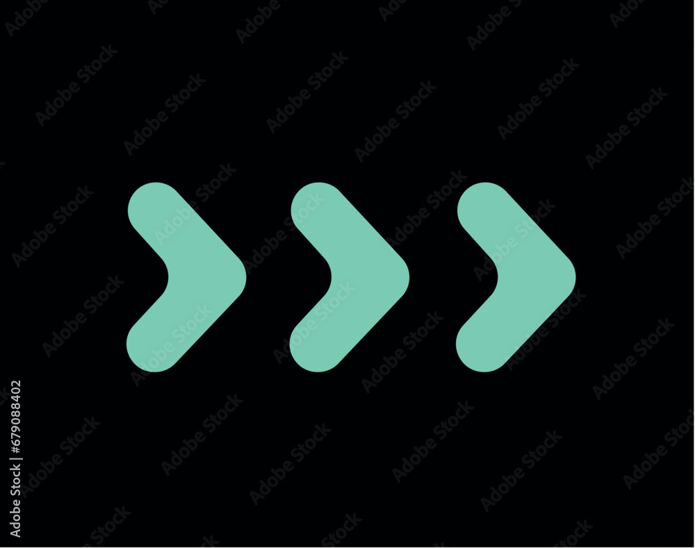 Poster Neon arrow in carton style. This element of set - a turquoise and dynamic arrow designed to stand out on a black background. Vector illustration.