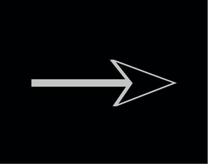 Neon arrow in carton style. This colorful arrow feature a dynamic shape, a key element in collection for black backgrounds. Vector illustration.