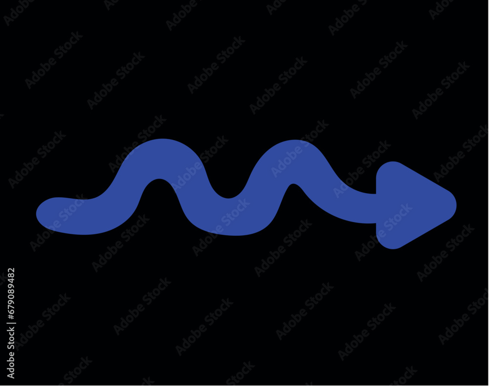 Poster neon arrow in carton style. this blue design element with a crazy-shaped arrow is the ideal choice f