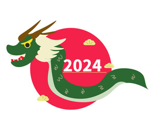 2024年の干支。辰年、竜。ベクターイラスト