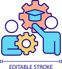 2D simple editable active engagement icon representing learning theories, isolated vector, thin line illustration.