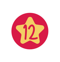 Present in flat cartoon design. This element from colorful set feature a vibrant present box in red-golden style to create a celebratory atmosphere. Vector illustration.