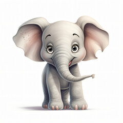 Cute elephant animal illustration cartoon isolated on white background