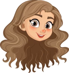 Rolgordijnen Smiling Girl with Beautiful Brown Long Hair © GraphicsRF