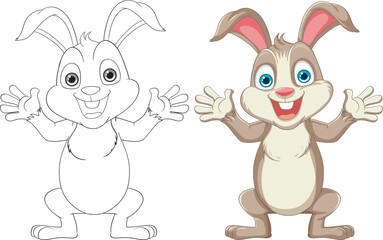 Obraz na płótnie Canvas Cheerful Rabbit Cartoon Character Smiling in Vector Style