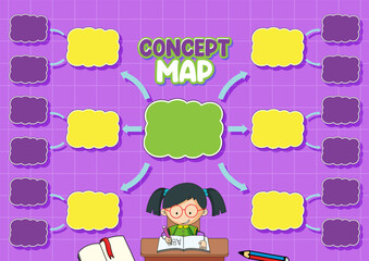 Girl Learning with Mind Map Background