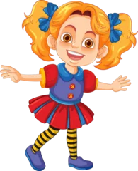 Rolgordijnen Colorful Circus Clown Party with Cute Cartoon Girl © GraphicsRF
