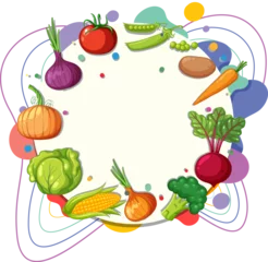 Deurstickers Colorful Fruit Border Circle Template for Banner © GraphicsRF