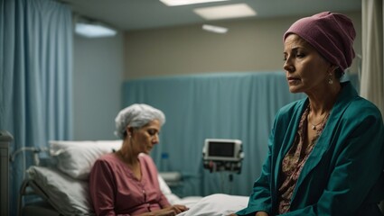 Silent Reflection: Amidst Hospital Walls, the Woman Gets Lost in Her Own Thoughts      