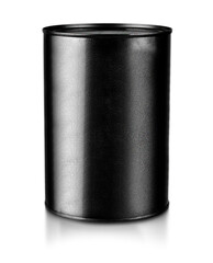 Black metal closed pot isolated on white background