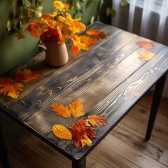 autumn leaves on a table