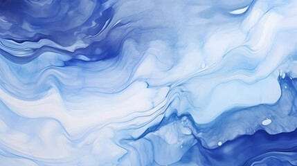 watercolor paint background by gradient deep blue color marble texture. Generative AI.