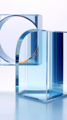 Transparent glass cube on a white background. 3d rendering.