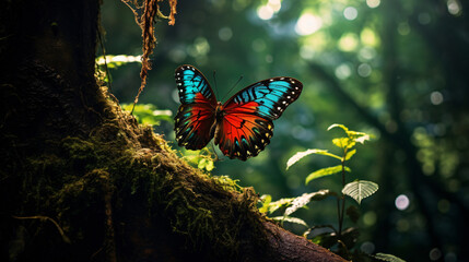 Butterfly on a tree in the rainforest