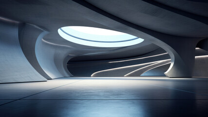Abstract architecture background. 3d render illustration. Futuristic interior.