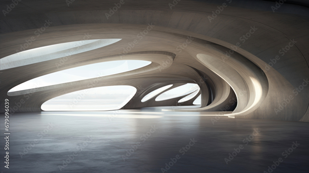 Poster modern architecture abstract background. 3d rendering. futuristic interior.