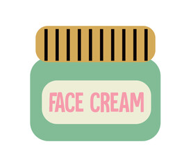 Eco product in flat cartoon style. In this illustration natural beauty product - revitalizing face mask, forms a captivating set within a colorful and eco-friendly design. Vector illustration.