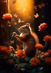 Fototapeta na wymiar Fairy Squirrel. AI Generative