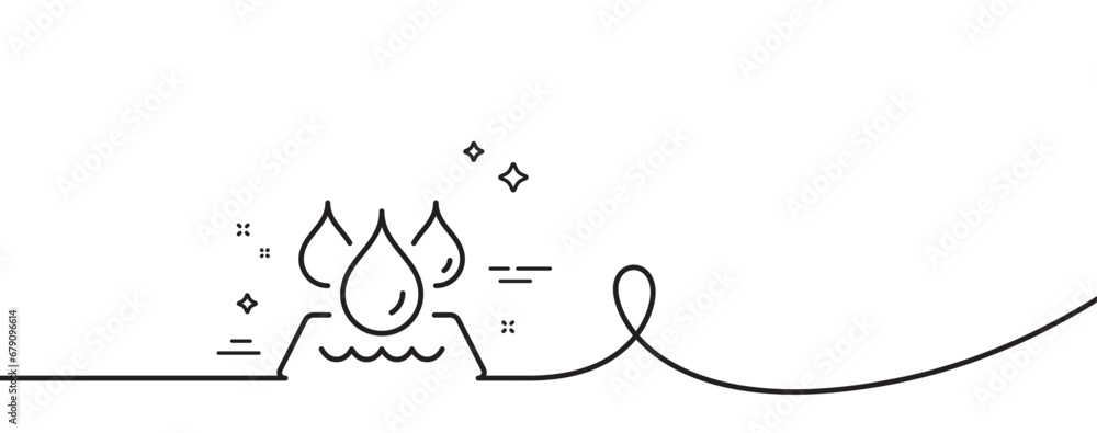 Poster waterproof line icon. continuous one line with curl. water resistant sign. drop protection symbol. w