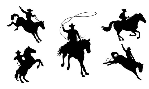 Free vector flat design cowboy silhouettes set illustration