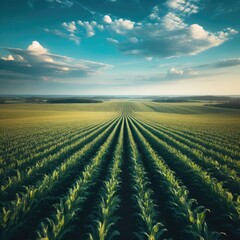 Photo view along a freshly ploughed field, poplars and woodland in background. - obrazy, fototapety, plakaty
