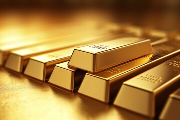 Close up view of gold bars.